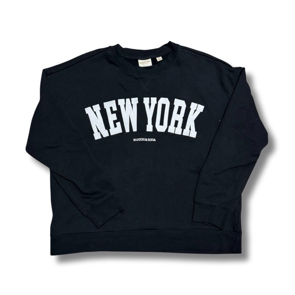 SCOTCH & SODA Women's French Terry “New York” Crewneck Sweatshirt - Black, Large - Picture 3 of 4